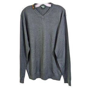 Vintage Kingfield West Point Wool Blend Sweater Mens XL Army Green Logo V Neck